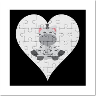 Jigsaw  Zebra Heart Design - Wild Animal Zebra Posters and Art